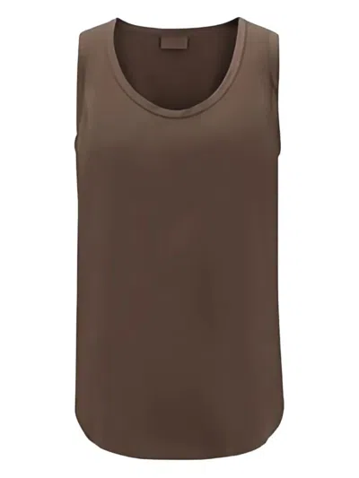 Brunello Cucinelli Reversible Silk Satin Top In Brown