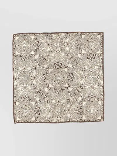 Brunello Cucinelli Reversible Silk Square Pocket Clutch In Neutrals