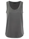 Brunello Cucinelli Satin Top In Gray