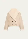 Brunello Cucinelli Reversible Suede To Shearling Short Jacket In C1365 Panama