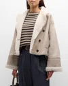 Brunello Cucinelli Reversible Fuzzy Shearling Outerwear With Jewellery In C1365 Panama