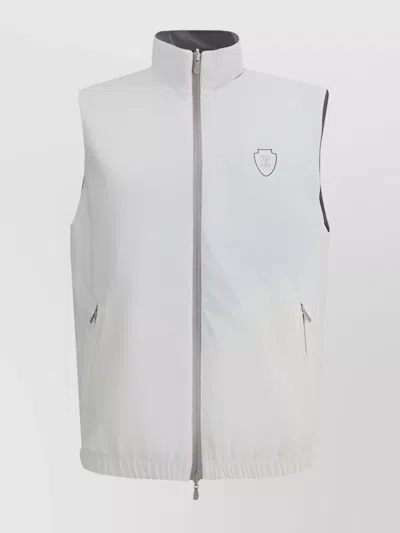 Brunello Cucinelli Reversible Waterproof Sleeveless Vest With High Collar In White
