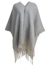 Brunello Cucinelli Reversible Wool And Cashmere Cape Coats Grey In Gray