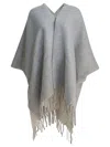 Brunello Cucinelli Reversible Wool And Cashmere Cape Coats Grey In Multi