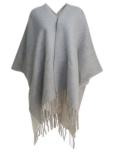 Brunello Cucinelli Reversible Wool And Cashmere Cape In Multi