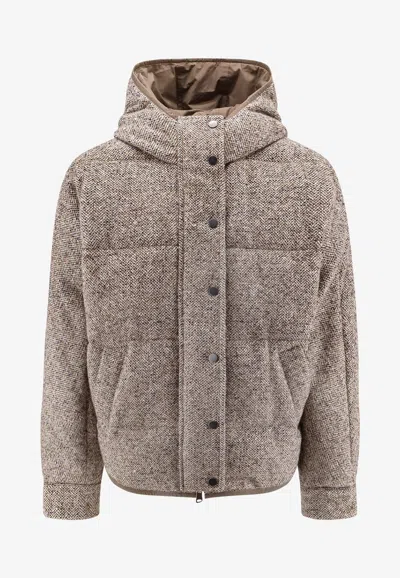 BRUNELLO CUCINELLI REVERSIBLE WOOL AND SILK PUFFER JACKET