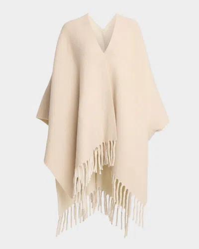 Brunello Cucinelli Reversible Wool-cashmere Poncho In Neutral