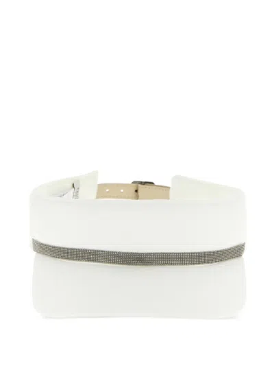 Brunello Cucinelli Rhinestone Band Sun Hat In White