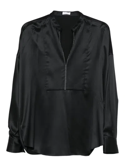 Brunello Cucinelli Rhinestone-detail Blouse In Black