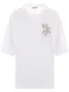 Brunello Cucinelli Bead-embellished Cotton-jersey T-shirt In 白色