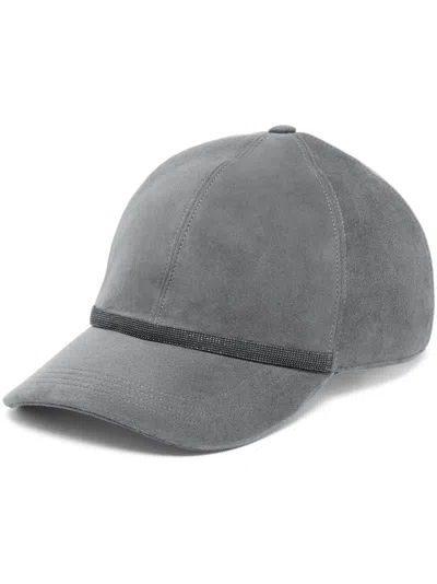 Brunello Cucinelli Rhinestone Embellishment Cap In Anthracite