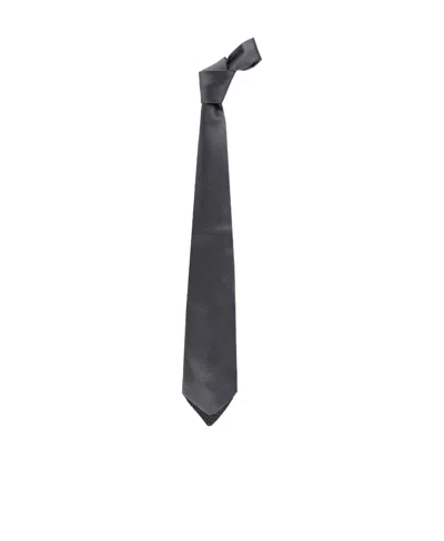 Brunello Cucinelli Rhinestone-detail Stretch-silk Tie In Blue