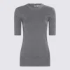 Brunello Cucinelli Crew Neck Keyhole Back Stretch Fabric In Grey