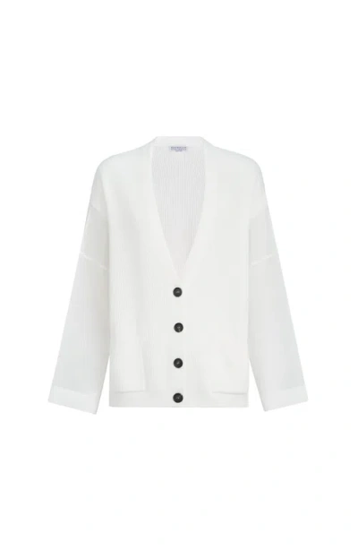 Brunello Cucinelli Rib Knit Cardigan In White