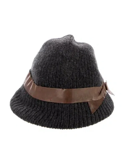 Pre-owned Brunello Cucinelli Rib Knit Cashmere Bucket Hat In Gray