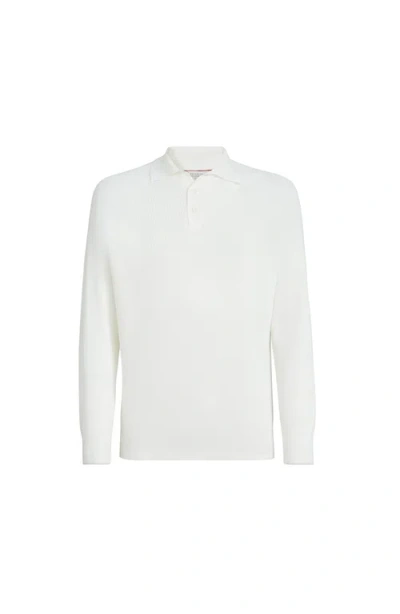 Brunello Cucinelli Rib Knit Polo In White