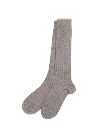 Brunello Cucinelli Rib Knit Socks In Gray