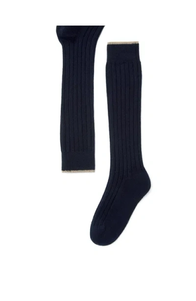 Brunello Cucinelli Rib Knit Socks In Navy Blue