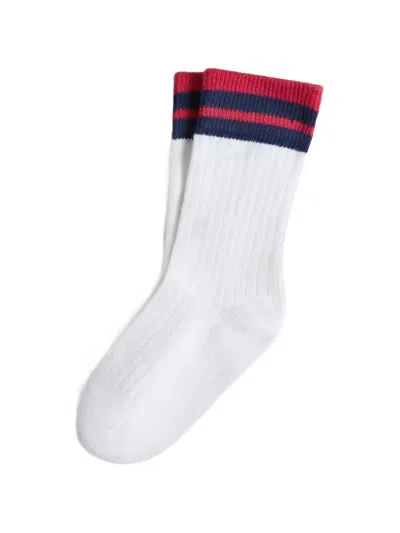 Brunello Cucinelli Kids' Rib-knit Striped Socks In White