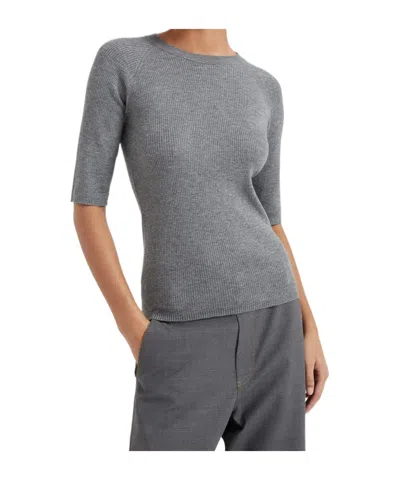 Brunello Cucinelli Rib Knitted Cashmere Sweater In Gray