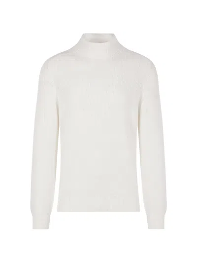 Brunello Cucinelli Rib Mock-neck Sweater In Neutral