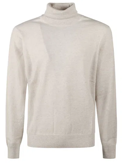 Brunello Cucinelli Rib Trim Plain Jumper In White