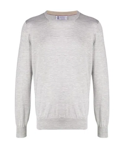Brunello Cucinelli Rib-trimmed Relaxed-fit Jumper In White