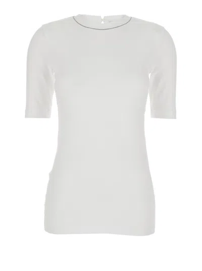 Brunello Cucinelli Monili-trim Short-sleeve T-shirt In Gray