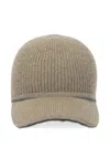 Brunello Cucinelli Curved Brim Knit Hats With Ribbed Texture In Green