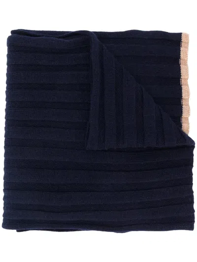 Brunello Cucinelli Ribbed Beaded Scarf In Blue