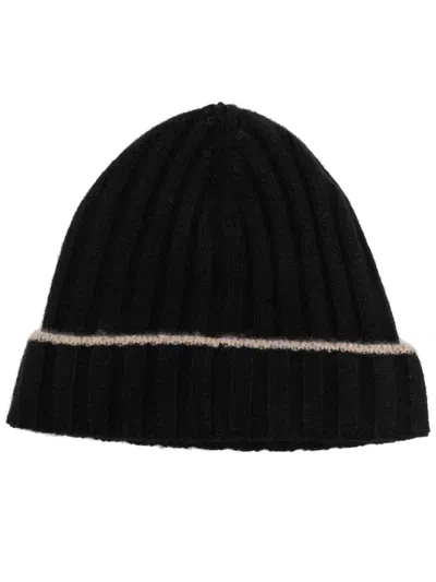 Brunello Cucinelli Ribbed Beanie In Black