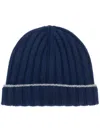 Brunello Cucinelli Ribbed Beanie In Blue