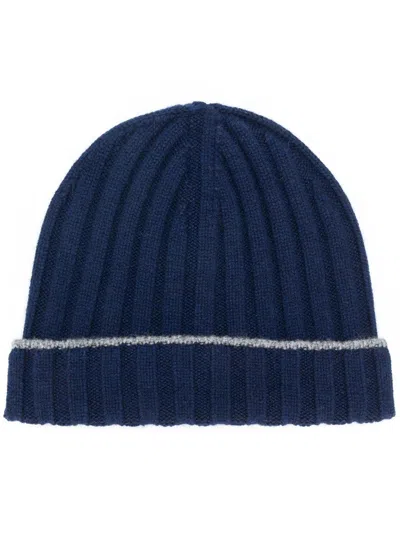 Brunello Cucinelli Ribbed Beanie In Blue