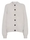 Brunello Cucinelli Ribbed Button-up Cardigan In Gray