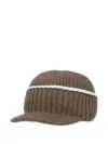 Brunello Cucinelli Ribbed Cap In Green