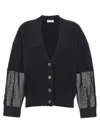 Brunello Cucinelli Ribbed Cardigan Sweater, Cardigans Black In Black