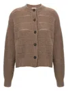 Brunello Cucinelli Ribbed Cardigan In Brown