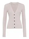 Brunello Cucinelli Cashmere-blend Sparkling Cardigan In Nude & Neutrals