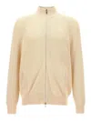 Brunello Cucinelli Ribbed Cardigan Sweater, Cardigans White In White