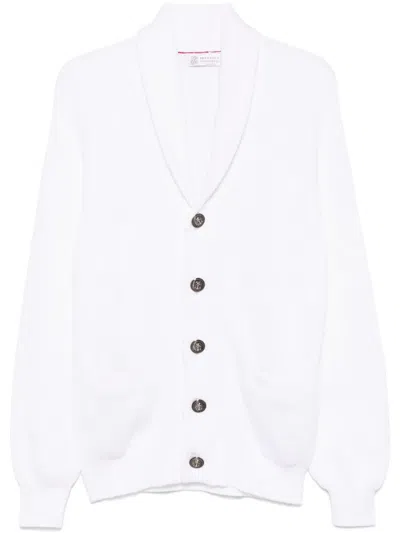 Brunello Cucinelli Ribbed Cardigan In White