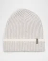 Brunello Cucinelli Ribbed Cashmere Beanie In Ci807 Light Grey