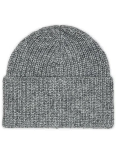 Brunello Cucinelli Ribbed Cashmere Beanie In Grey