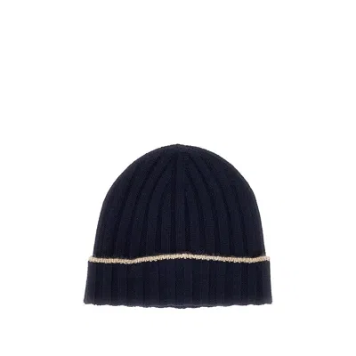 Brunello Cucinelli Ribbed Cashmere Beanie Hat In Blue