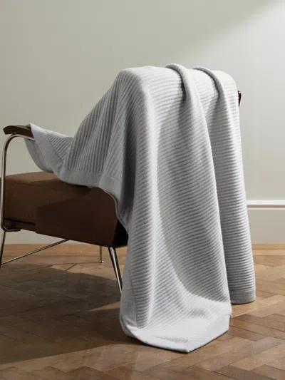 Brunello Cucinelli Ribbed Cashmere Blanket In Gray