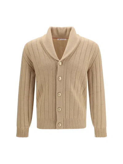 Brunello Cucinelli Ribbed Cashmere Cardigan In Animal Print
