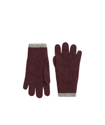 Brunello Cucinelli Ribbed Cashmere Gloves In Burgundy