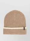 Brunello Cucinelli Ribbed Cashmere Hat Contrast Trim