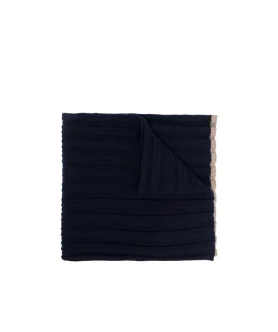 Brunello Cucinelli Ribbed Cashmere Scarf In Black