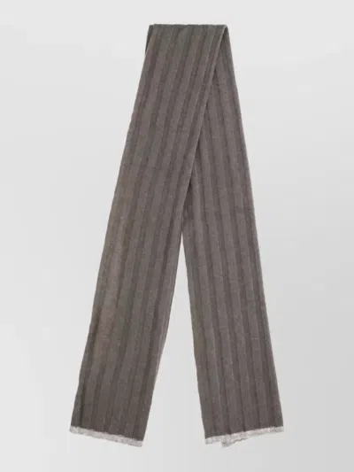 Brunello Cucinelli Ribbed Cashmere Scarf In Gray