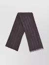 Brunello Cucinelli Ribbed Cashmere Scarf Beaded In Black